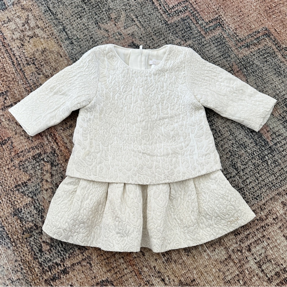 Girls Chloé White Printed Dress sz 3M